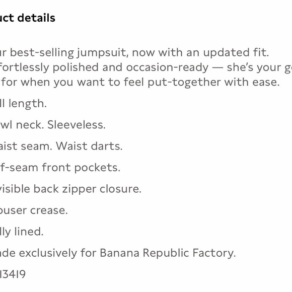 Banana Republic ivory cowl neck wide leg jumpsuit NWT • size 6 petite - Picture 11 of 11